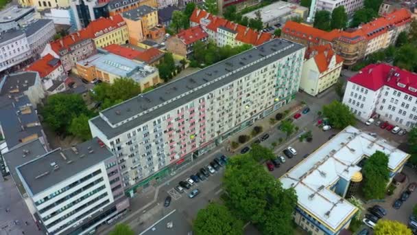 Gebäude Kosciuszko Straße Opole Luftaufnahme Polen Hochwertiges Filmmaterial — Stockvideo