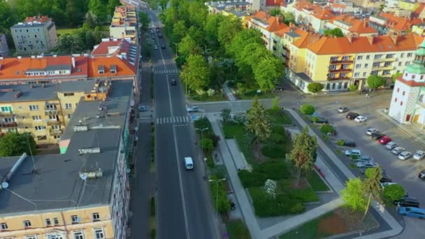 Planty Square Odra River Brzeg Aerial View Πολωνία Υψηλής Ποιότητας — Αρχείο Βίντεο