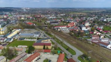 Railway Station Bakonczyce Przemysl Stacja Aerial View Poland. High quality 4k footage