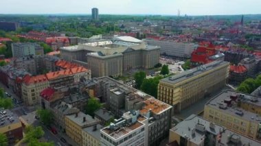 Silesian Voivodship Office Katowice Urzad Wojewodzki Aerial View Poland. High quality 4k footage