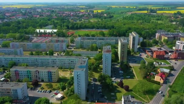 Panorama Apartment Olawa River Aerial View Polen Hoge Kwaliteit Beeldmateriaal — Stockvideo