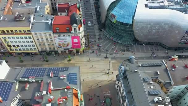Галерейний Центр Katowice Dworzec Galeria Aerial View Poland Кадри Високої — стокове відео