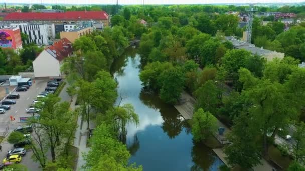 Canal Mlynowka River Odra Opole Kanal Aerial View Poland Vysoce — Stock video