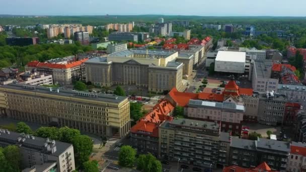 Silesian Sejm Square Katowice Plac Sejmu Slaskiego Aerial View Poland — Stock video