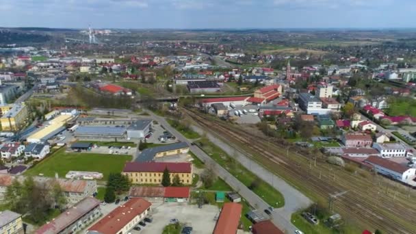 Railway Station Bakonczyce Przemysl Stacja Aerial View Poland High Quality — Stock Video