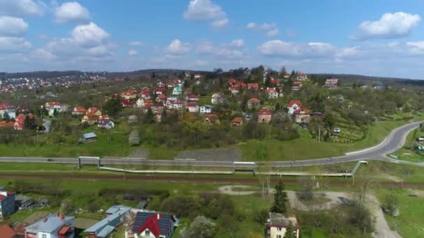 Houses Wine Mountain Przemysl Winna Gora Aerial View Poland High — Wideo stockowe