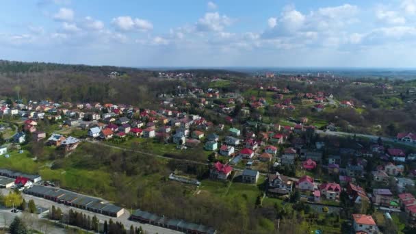 Panorama Houses Hill Przemysl Wzgorze Aerial View Poland High Quality — Vídeo de Stock