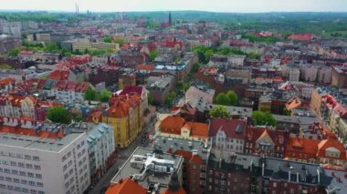 Panorama Jagiellonska Street Katowice Aerial View Poland. High quality 4k footage