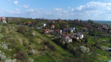 Houses On The Wine Mountain Przemysl Winna Gora Aerial View Poland. High quality 4k footage