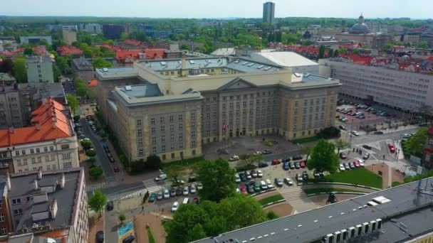 Slezské Vojvodství Office Katowice Urzad Wojewodzki Aerial View Poland Vysoce — Stock video