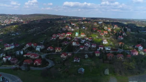Houses Wine Mountain Przemysl Winna Gora Aerial View Poland High — Stockvideo