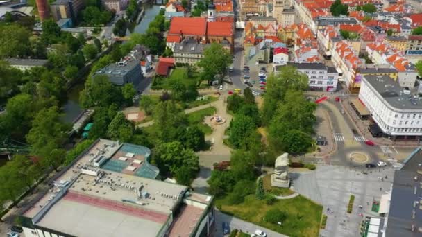 Freedom Square Opole Plac Wolnosci Aerial View Poland High Quality — Stock Video