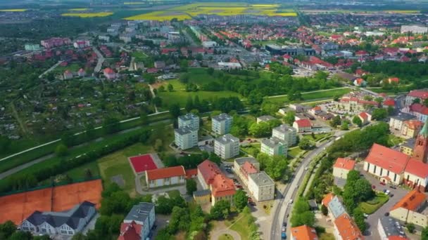 Panorama Apartments Olawa River Aerial View Poland High Quality Footage — Stock video