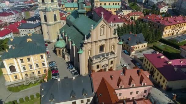 Basilica Cathedral Square Przemysl Plac Katedralny Aerial View Poland High — Stockvideo