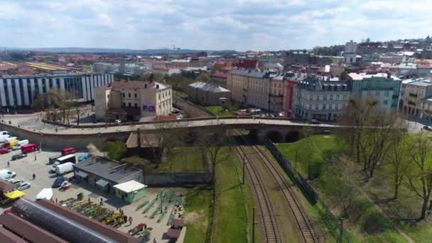 Stone Bridge Przemysl Kamienny Most Aerial View Poland High Quality — Stok Video