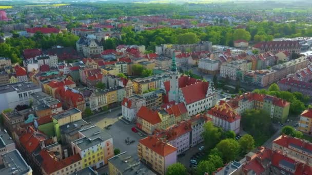 Pazar Meydanı Brzeg Ratusz Rynek Hava Görüntüsü Polonya Yüksek Kalite — Stok video
