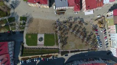 Old Town Square Przemysl Rynek Starego Miasta Aerial View Poland. High quality 4k footage