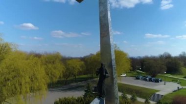 Cross On The Hill Przemysl Krzyz Na Zniesieniu Aerial View Poland. High quality 4k footage