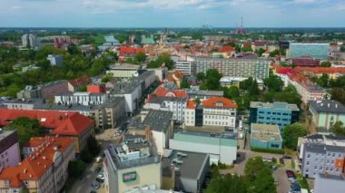 Panorama Krakowska Street Opole Aerial View Poland. High quality 4k footage
