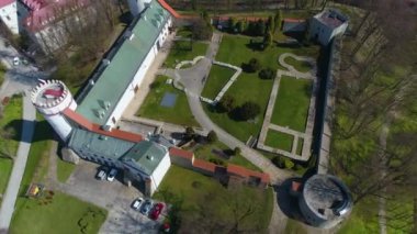 Renaissance Castle On Przemysl Hill Zamek Kazimierzowski Aerial View Poland. High quality 4k footage