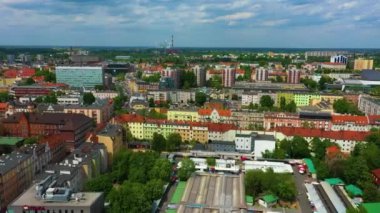 Beautiful Landscape Downtown Opole Aerial View Poland. High quality 4k footage