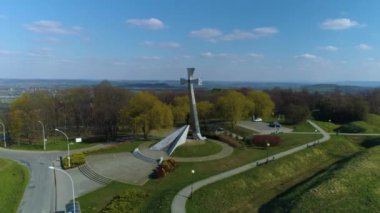 Cross On The Hill Przemysl Krzyz Na Zniesieniu Aerial View Poland. High quality 4k footage