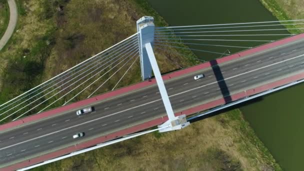Bridge Gate River San Przemysl Most Aerial View Poland High — Wideo stockowe