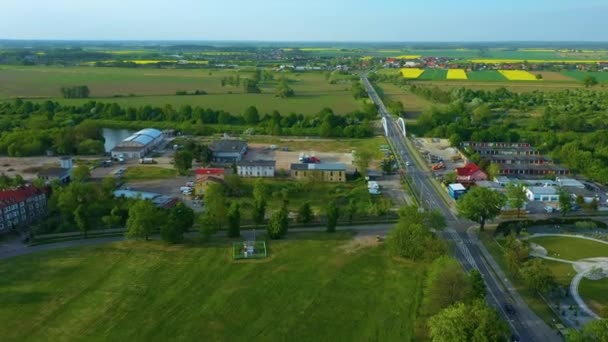 Панорама Реки Одра Мост Бжег Rzeka Воздушный Вид Польши Высококачественные — стоковое видео