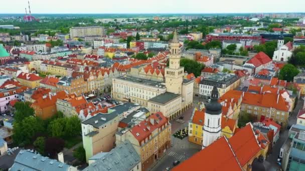Главная Площадь Ополе Рынек Ратуш Вид Воздуха Польша Высококачественные Кадры — стоковое видео