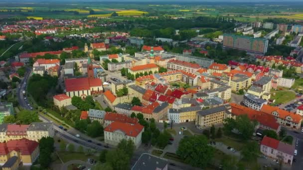 Panorama Market Square Olawa Ratusz Rynek Aerial View Poland High — Video