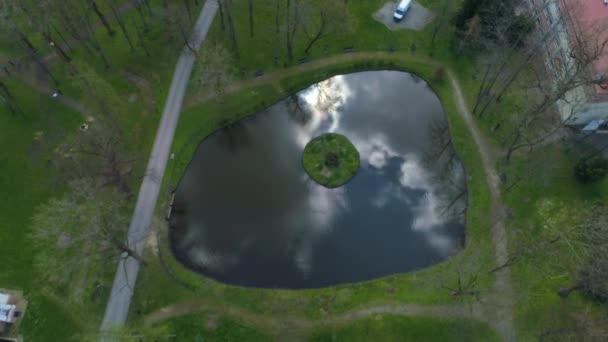 Upper Pond Lubomirski Park Przemysl Staw Aerial View Poland High — Wideo stockowe