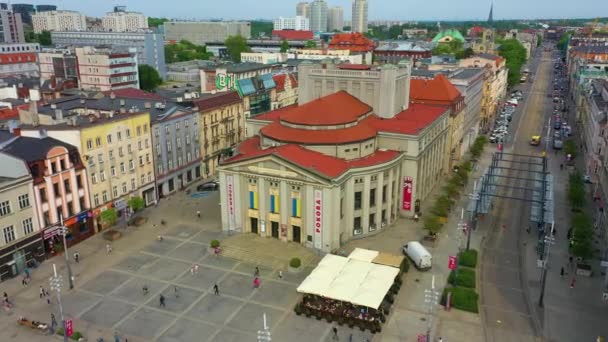 Silesian Theater Katowice Teatr Slaski Aerial View Poland High Quality — 비디오