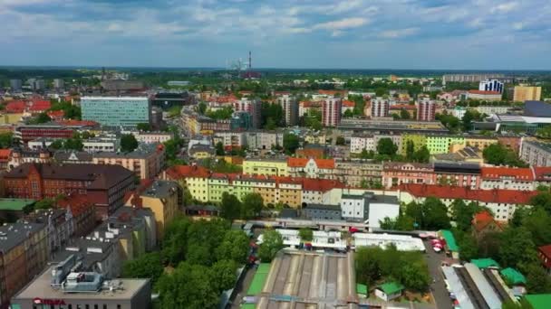 Bela Paisagem Downtown Opole Vista Aérea Polónia Imagens Alta Qualidade — Vídeo de Stock