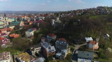 Renaissance Castle On Przemysl Hill Zamek Kazimierzowski Aerial View Poland. High quality 4k footage