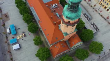Market Square Olawa Ratusz Rynek Aerial View Poland. High quality 4k footage