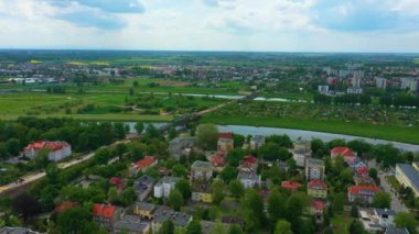 Panorama River Odra Field Opole Aerial View Poland. High quality 4k footage