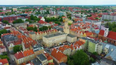 Main Square Opole Rynek Ratusz Aerial View Poland. High quality 4k footage