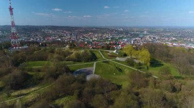 Cross On The Hill Przemysl Krzyz Na Zniesieniu Aerial View Poland. High quality 4k footage