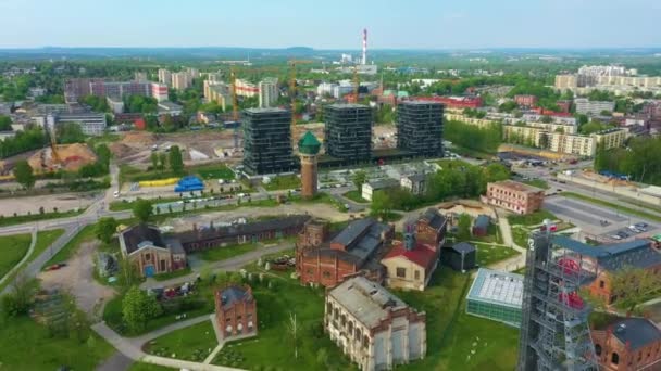 Panorama Silesian Museum Katowice Muzeum Slaskie Aerial View Poland High — Video