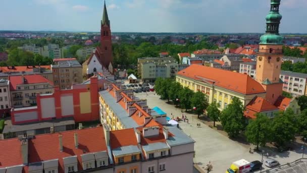 Market Square Olawa Ratusz Rynek Aerial View Poland High Quality — Stock Video