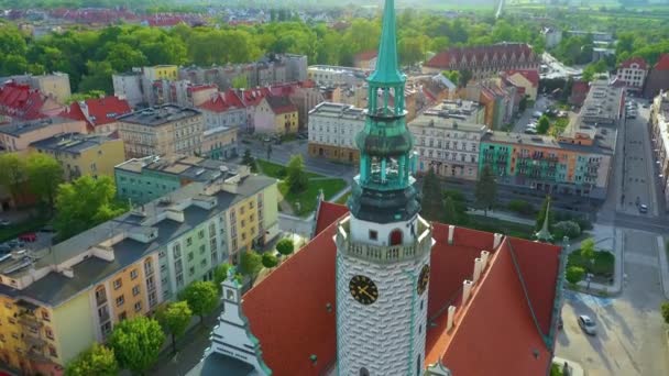 Πλατεία Αγοράς Brzeg Ratusz Rynek Aerial View Πολωνία Υψηλής Ποιότητας — Αρχείο Βίντεο