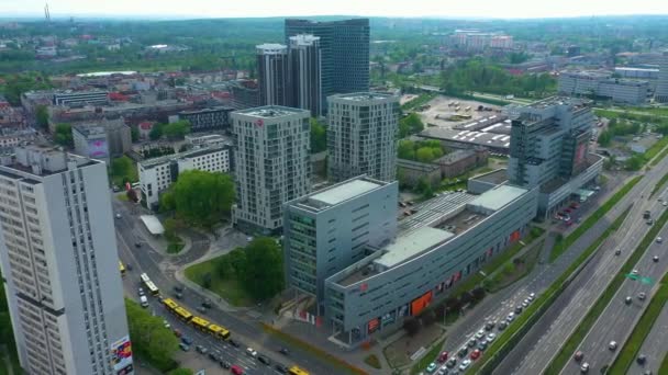 Drapacze Chmur Bank Katowice Aerial View Poland Wysokiej Jakości Materiał — Wideo stockowe