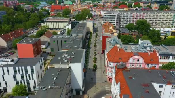 Panorama Krakowska Street Opole Aerial View Poland High Quality Footage — Stock Video
