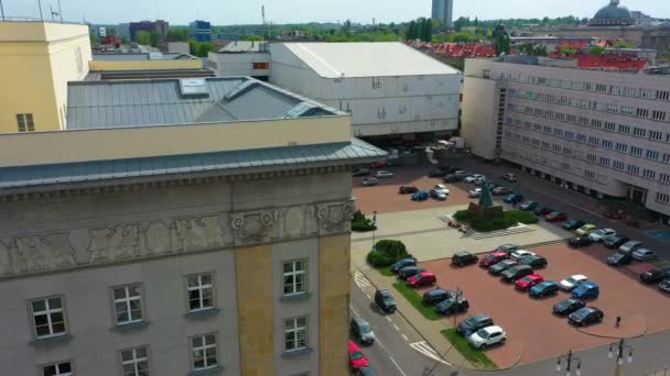 Площа Сілезького Сейму Katowice Plac Sejmu Slaskiego Aerial View Poland — стокове відео