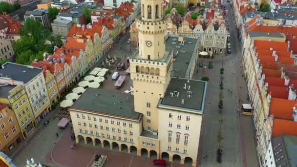 Главная Площадь Ополе Рынек Ратуш Вид Воздуха Польша Высококачественные Кадры — стоковое видео