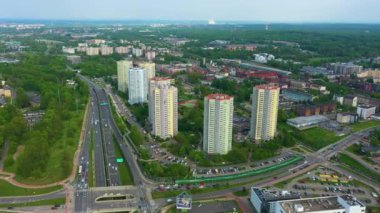 Panorama Star Housing Estate Katowice Osiedle Gwiazdy Aerial View Poland. High quality 4k footage