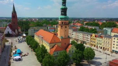 Market Square Olawa Ratusz Rynek Aerial View Poland. High quality 4k footage