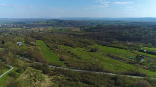 Forest Road Przemysl Aerial View Poland High Quality Footage — Vídeos de Stock