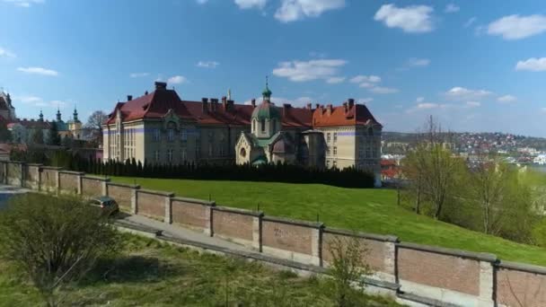 Building Former Greek Catholic Theological Seminary Przemysl Aerial View Poland — Stok video