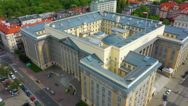 Silesian Parliament Katowice Sejm Slaski Aerial View Poland High Quality — 비디오